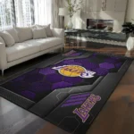 Los Angeles Lakers Rug - Hexagonal Grid Pattern Purple
