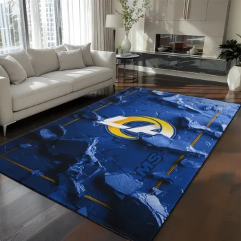 Los Angeles Rams Rug - Cracked Surface Design Blue