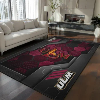 Louisiana-Monroe Warhawks Rug - Hexagonal Grid Pattern Red