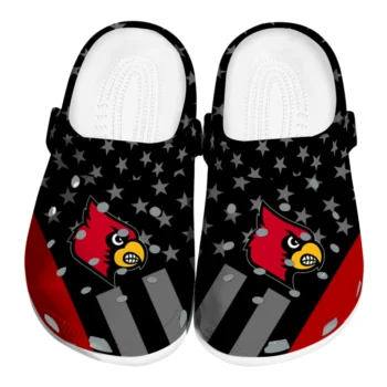 Louisville Cardinals Clogs - Stellar Stripes Theme Red Black