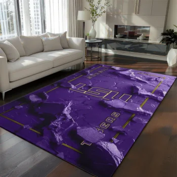 LSU Tigers Rug - Cracked Surface Design Purple