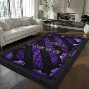 LSU Tigers Rug - Torn Mesh Purple