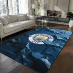 Manchester City Rug - Cracked Surface Design Sky Blue