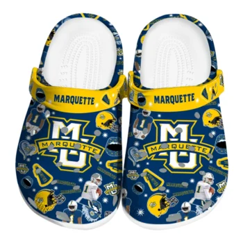 Marquette Golden Eagles Clogs - Football Icons Blue