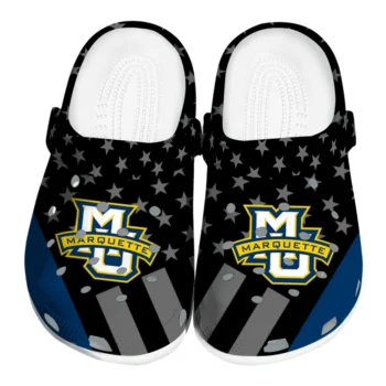 Marquette Golden Eagles Clogs - Stellar Stripes Theme Blue Black