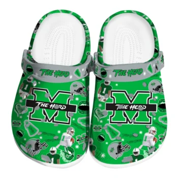 Marshall Thundering Herd Clogs - Football Icons Green
