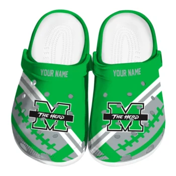 Marshall Thundering Herd Clogs - Personalized Football Motif Green