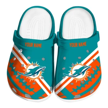 Miami Dolphins Clogs - Custom Football Motif Aqua