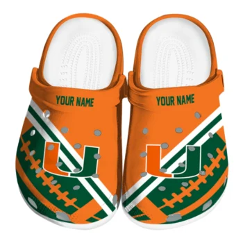 Miami Hurricanes Clogs - Custom Football Motif Orange