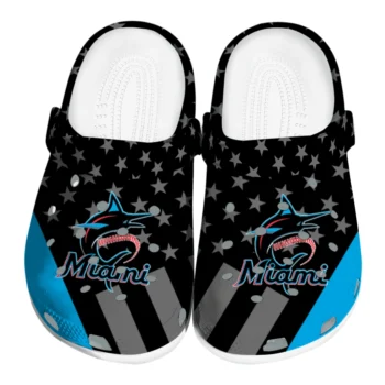 Miami Marlins Clogs - Stellar Stripes Theme Blue Black