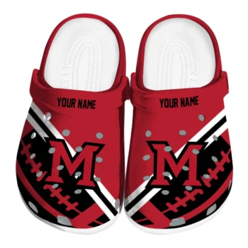 Miami RedHawks Clogs - Custom Football Motif Red