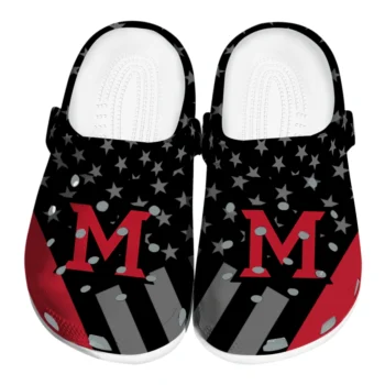Miami RedHawks Clogs - Stellar Stripes Theme Red Black