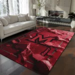 Miami RedHawks Rug - Cracked Surface Design Red