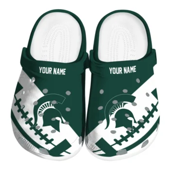 Michigan State Spartans Clogs - Customized Football Motif Green
