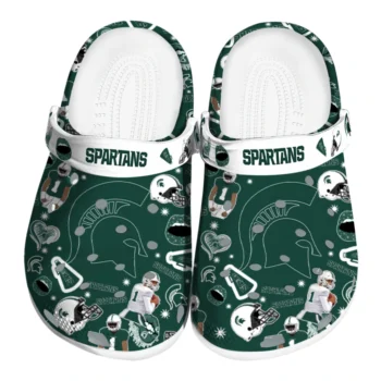 Michigan State Spartans Clogs - Football Icons Green