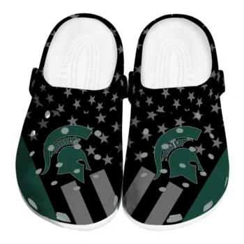 Michigan State Spartans Clogs - Stellar Stripes Theme Green Black