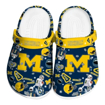 Michigan Wolverines Clogs - Football Icons Blue