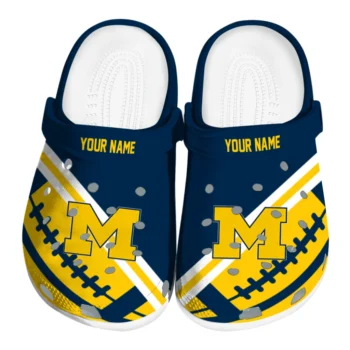 Michigan Wolverines Clogs - Personalized Football Motif Blue