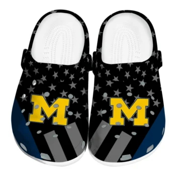 Michigan Wolverines Clogs - Stellar Stripes Theme Blue Black