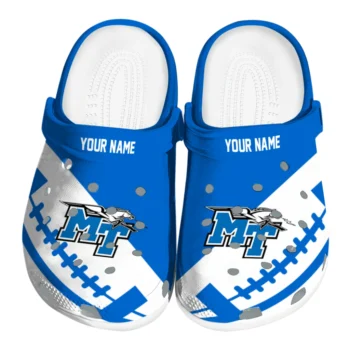 Middle Tennessee Blue Raiders Clogs - Personalized Football Motif Blue