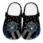 Milwaukee Brewers Clogs - Stellar Stripes Theme Navy Blue Black