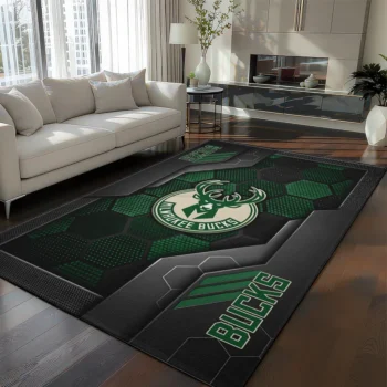 Milwaukee Bucks Rug - Hexagonal Grid Pattern Green