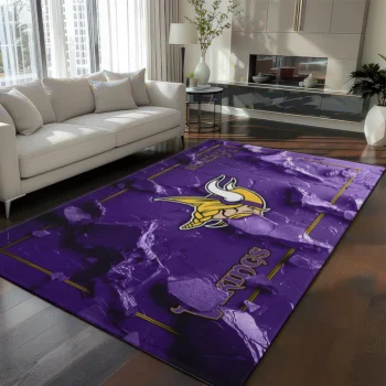 Minnesota Vikings Rug - Cracked Surface Design Purple