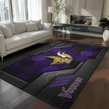 Minnesota Vikings Rug - Hexagonal Grid Pattern Purple