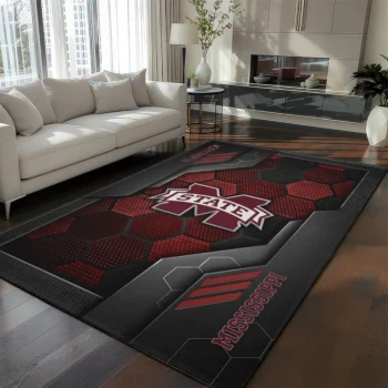 Mississippi State Bulldogs Rug - Hexagonal Grid Pattern Maroon