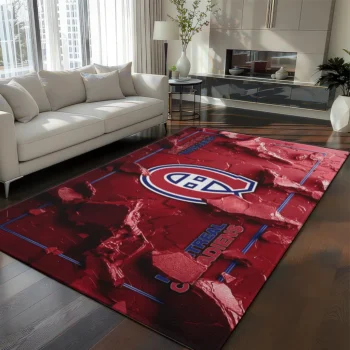 Montreal Canadiens Rug - Cracked Surface Design Red