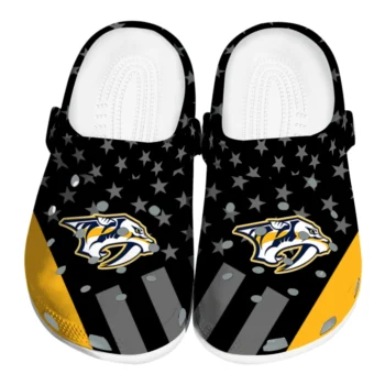 Nashville Predators Clogs - Stellar Stripes Theme Gold Black