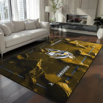 Nashville Predators Rug - Cracked Surface Design Gold