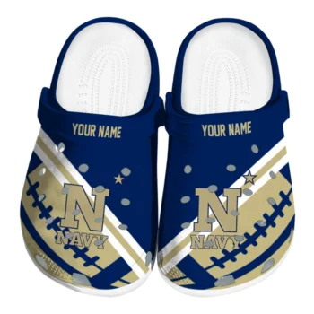 Navy Midshipmen Clogs - Custom Football Motif Blue