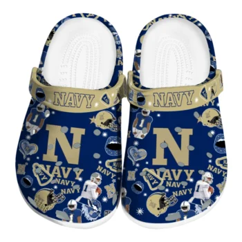 Navy Midshipmen Clogs - Football Icons Blue