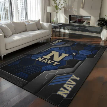 Navy Midshipmen Rug - Hexagonal Grid Pattern Blue