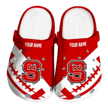NC State Wolfpack Clogs - Customized Football Motif Red