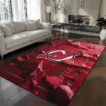 New Jersey Devils Rug - Cracked Surface Design Red