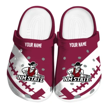 New Mexico State Aggies Clogs - Customized Football Motif Crimson