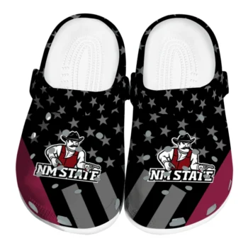 New Mexico State Aggies Clogs - Stellar Stripes Theme Crimson Black