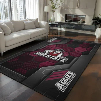 New Mexico State Aggies Rug - Hexagonal Grid Pattern Crimson