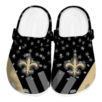 New Orleans Saints Clogs - Stellar Stripes Theme Gold Black
