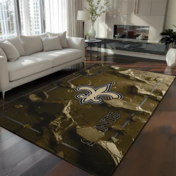 New Orleans Saints Rug - Cracked Surface Design Gold