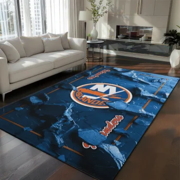 New York Islanders Rug - Cracked Surface Design Blue