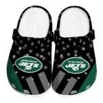 New York Jets Clogs - Stellar Stripes Theme Green Black