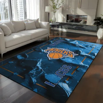 New York Knicks Rug - Cracked Surface Design Blue