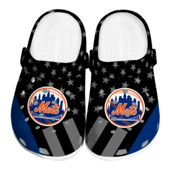 New York Mets Clogs - Stellar Stripes Theme Blue Black