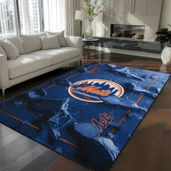 New York Mets Rug - Cracked Surface Design Blue