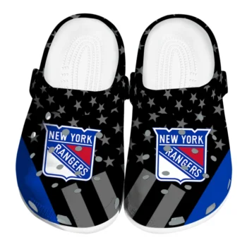 New York Rangers Clogs - Stellar Stripes Theme Blue Black