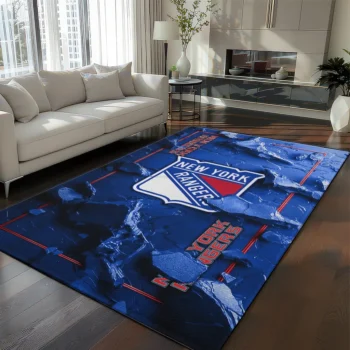 New York Rangers Rug - Cracked Surface Design Blue
