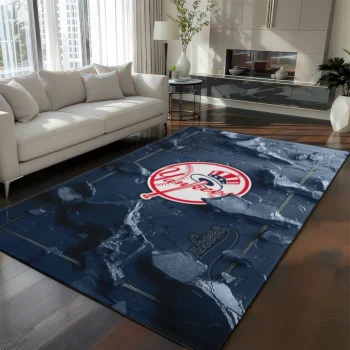 New York Yankees Rug - Cracked Surface Design Navy